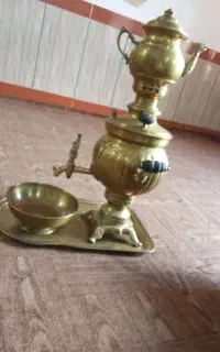 ست سماور زغالی قوری کاسه وسینی