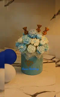 باکس گل شمعی رنگ آبی