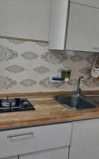 ست سینک + گاز+صفحه MDF طرح چوب  ۲/۸ متری، در حد نو
