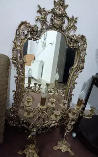 آینه و شمعدان برنز سنگین