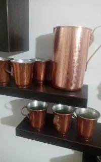 2دست پارچ ولیوان مسی استفاده نشده