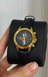 ساعت چرم و استیل طلایی دخترانه مشکی