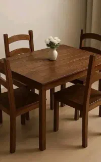 میز و صندلی ناهارخوری تمام چوب طبیعی ضد آب ۴ نفره