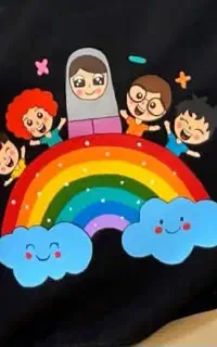 نقاشی روی مقنعه کودک و مشاغل مختلف