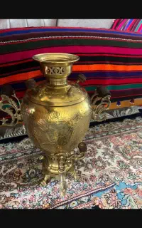 سماور عتیقه طرح شیرو خورشید