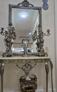 اینه و شمعدان تمام برنجی