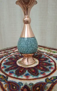 گلدان مسی با روکش فیروزه