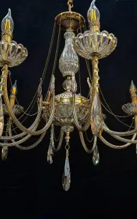 لوستر کریستالی  ۸ شاخه مدل لئون جنس برنجی برنزی