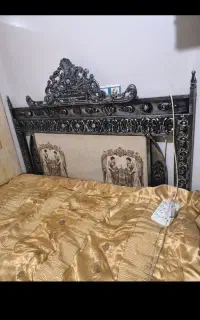 تخت فلزی دونفره همراه با تشک تخت و روتختی