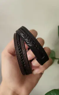 دستبند چرم با مو