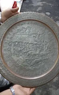 سینی و دیوار کوب مسی قلمکاری شده