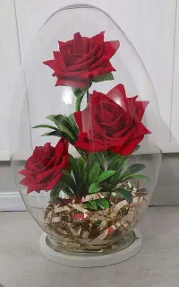 گل  گلدون   وباکس  شیشه ای