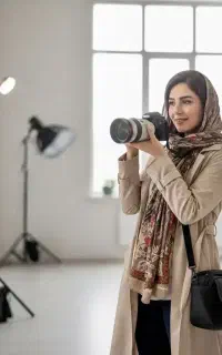 همکار عکاس فیلمبردار خانم و یک تدوینگر خانم