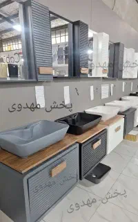 روشویی چینی کابینتی 60 در 40 طوسی مشکی کارخانه