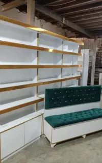 پیشخوان دکور داروخانه قفسه ویترین صندلی لمسه کد305