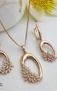 ست طلا نخر ژوپینگ بخر با آبکاری طلا ۱۸ عیار