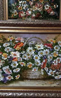 تابلوفرش دستباف تبریز/تابلو فرش طرح گل بابونه