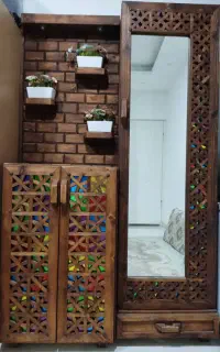 جا کفشی کار چوب و۶ عدد پشتی