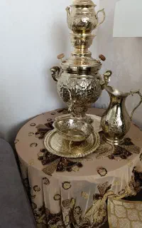 سماور ذغالی جنس برنزو میزخاطره