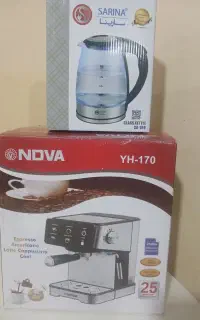 دستگاه اسپرسو و کتری برقی شیشه ایی