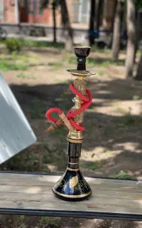 قلیان برنز چوبی حکاکی شده آکبند