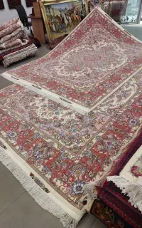 فرش دستباف(بساک)جفت ۹ متری خطیبی ۴ رنگ ابریشم