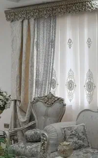 پرده ودکور برای سالن پرده پانچ کرم پرده حریر ساده