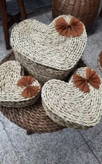 ظرف حصیری قلبی سه تیکه