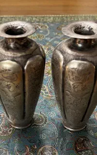 جفت گلدان نقره