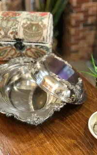 سوفله خوری سیلور پلیت انگلیسی مارکدار.انتیک عتیقه