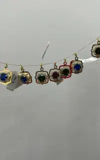 پلاک طلا.کادویی .پلاک نگین سنگی رنگی