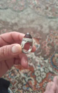 انگشتر نقره پایه وطن .سنگ باباقوری