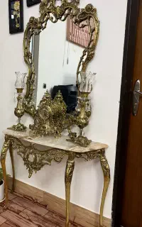 آیینه کنسول شعمدانی ساعت برنز اصل