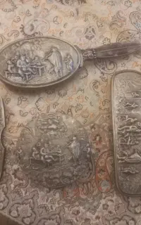 ست آرایشی نقره  آینه  جاجواهری شانه ماهوت
