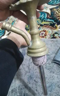 قلیان برنجی سنگین قدیمی کلکسیونی طرح گل