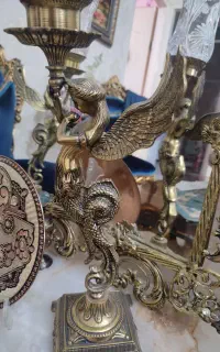 لوستر و آینه شمعدان برنجی