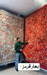 فرش مدرن/فرش لاکی/فرش قرمز/فرش طرح دستبافت/فرش
