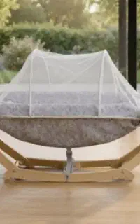 گهواره چوبی سنتی ننو بانوج نوزاد مدل پیچی