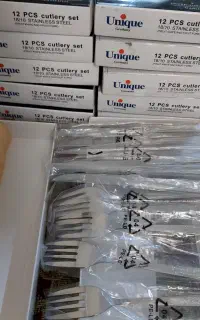 چنگال و چاقو تمام استیل و براق شش چاقو و شش چنگال
