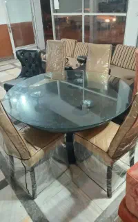 میزنهارخوری گرد شیشه سکوریت۴نفره