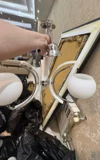لوستر چوبی سفید سه شاخه