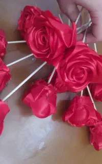 ۱۷ عدد شاخه گل روبانی رنگ قرمز ۸۰۰