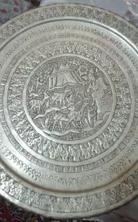 سینی دیوار کوب قلم کار مسی قدیمی
