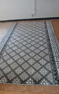 گلیم فرش طوسی سفید