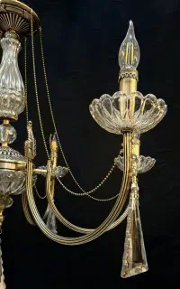 لوستربرنجی اویز هرمی برنج/لوستر۵شاخ نئوکلاسیک/