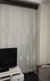 پرده سفید گل دوزی