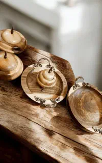 ظروف چوبی چوب گردو ظروف دفرمه ورق بزنید