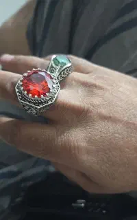 دو عدد انگشتر نقره با نگین موزینات اصل و خاص