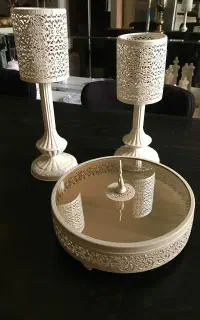 شیرینی  خوری پایه دار و یک جفت جاشمعی