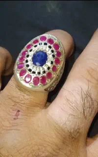 انگشتر یاقوت برمه ویاقوت کبود جواهری و